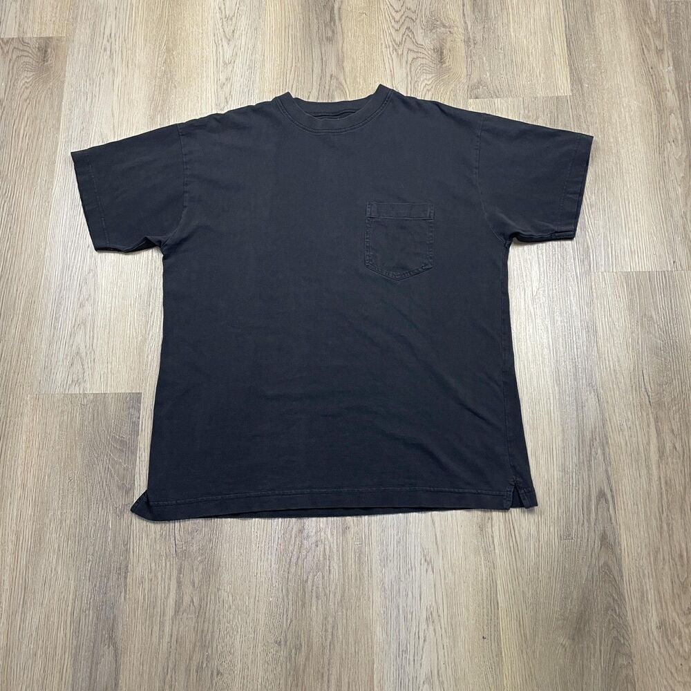 London Fog Shirt Mens Medium Black Pocket Crewneck Casual Cotton Tee T-Shirt